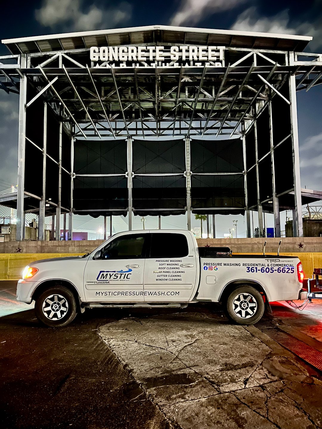 Expert Stage Cleaning at Concrete Street Amphitheater Corpus Christi Tx | Mystic Pressure Wash LLC