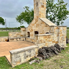 Limestone-Outdoor-Fireplace-Restoration-Soft-Wash-Sinton-TX 0
