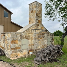 Limestone-Outdoor-Fireplace-Restoration-Soft-Wash-Sinton-TX 3
