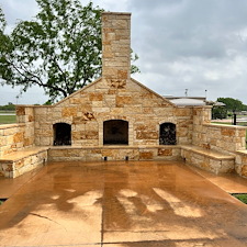 Limestone-Outdoor-Fireplace-Restoration-Soft-Wash-Sinton-TX 7
